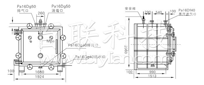 方形靜態(tài)真空干燥機結(jié)構(gòu)示意圖